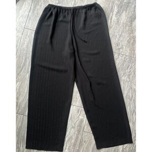 Vintage Wrapper Pants Women L Black Silver Pinstripe Pull On NWT Made USA